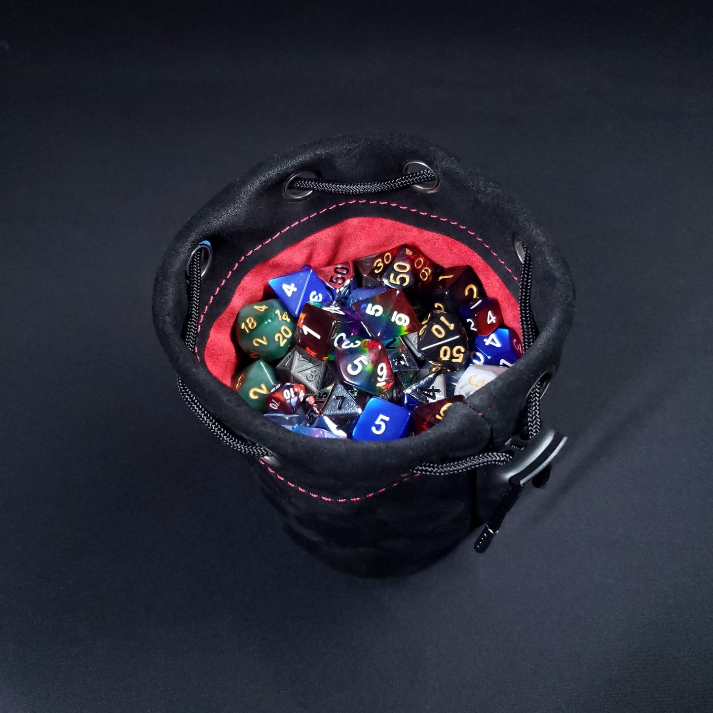 Suede Dice Bag - Black, Red