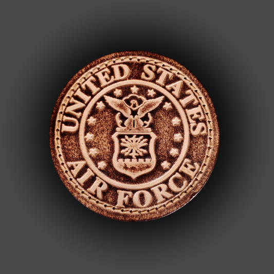 Brown leather velcro patch featuring the United States Air Force emblem.